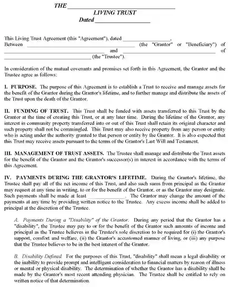 Florida Revocable Living Trust Form