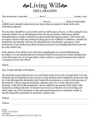 Free Blank Living Will Forms Free Printable