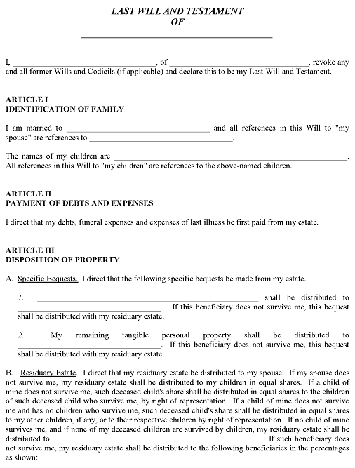 Free Texas Last Will and Testament PDF - Free Printable Legal Forms