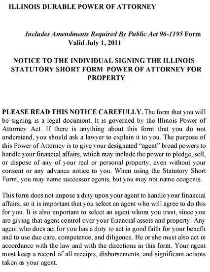 Illinois Financial Power of Attorney Form