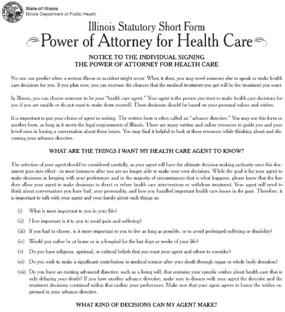 Illinois Medical Power of Attorney Word