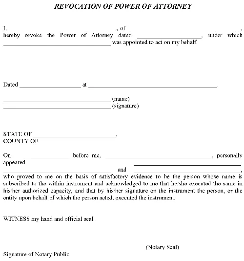 Illinois Revocation of Power of Attorney Word