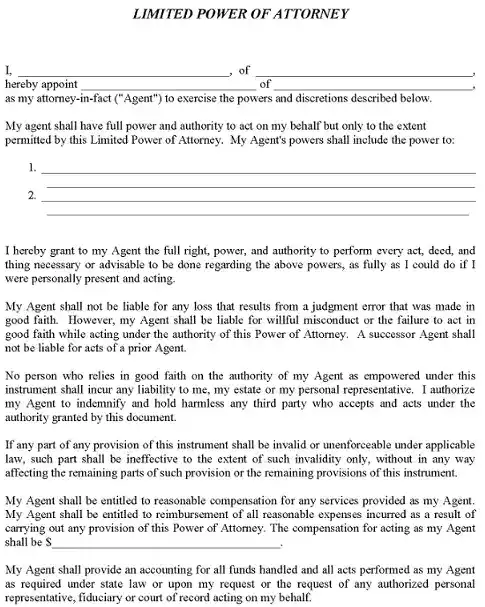 Illinois Temporary Power of Attorney PDF