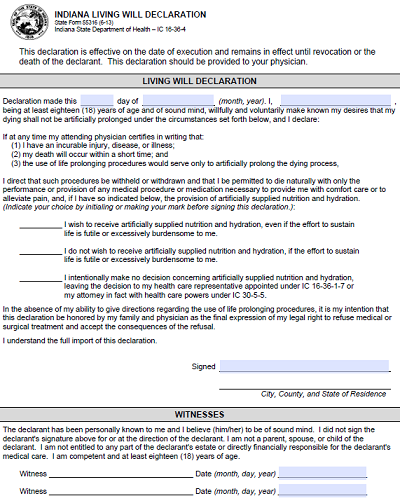 Free Indiana Blank Printable Living Will Form PDF Word Free Free Indiana Blank Printable Living Will Form PDF Word Free