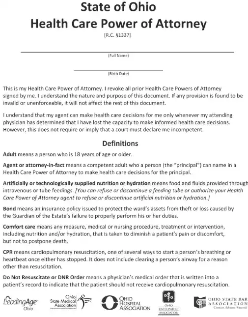 Ohio Medical Power of Attorney Word