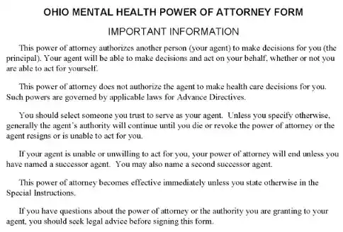 Ohio Mental Health Power of Attorney PDF