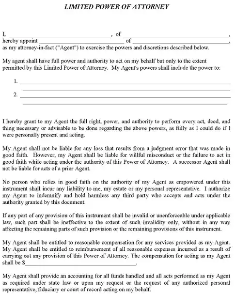 Tennessee Temporary Power of Attorney PDF