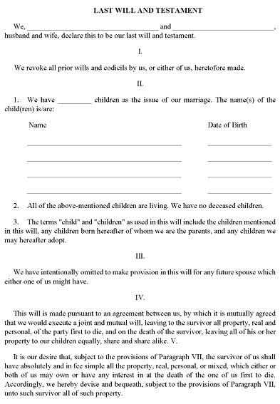 Texas Joint Will For Married Couple PDF