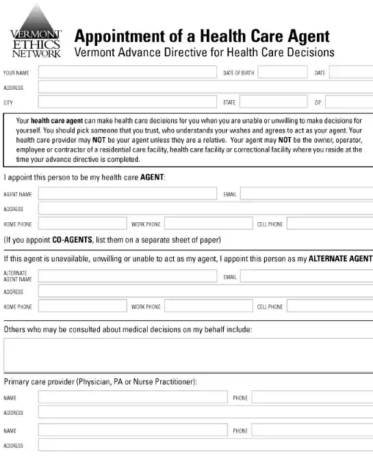 Vermont Medical Power of Attorney