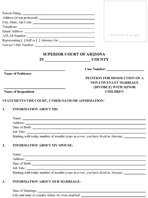 Arizona Divorce Petition With Children