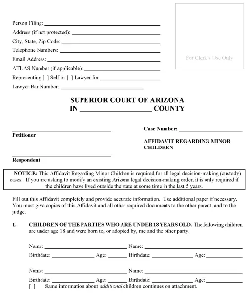 Arizona Notice Regarding Creditors