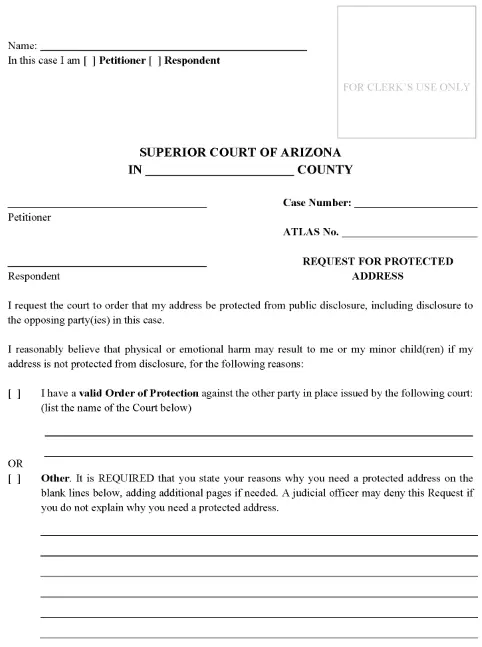 Arizona Request For Protected Address