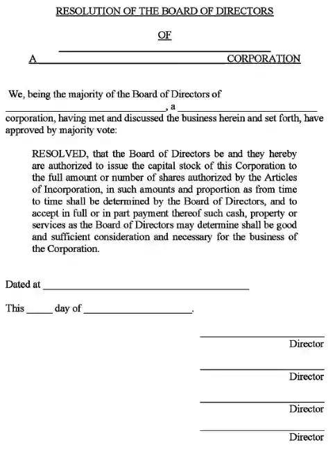 Authorization to Issue Stock