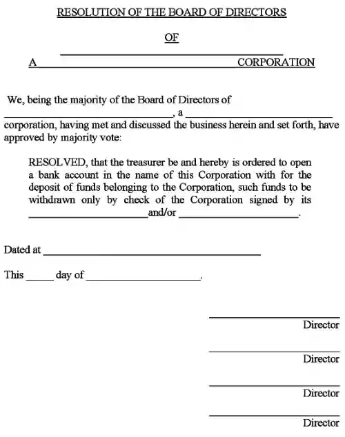 Authorization to Open Bank Account