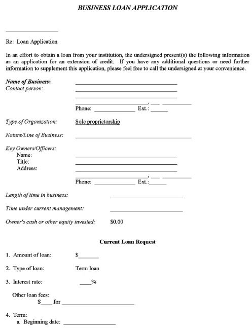 Business Loan Application Form