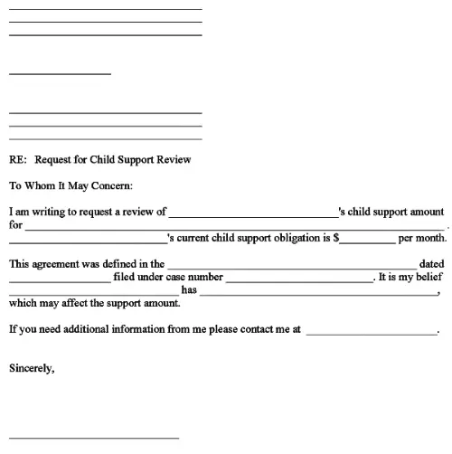 Child Support Review Request Word