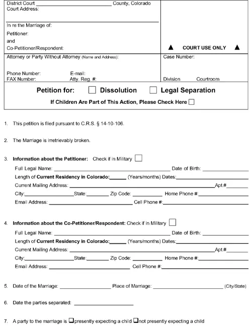 Colorado Divorce Forms