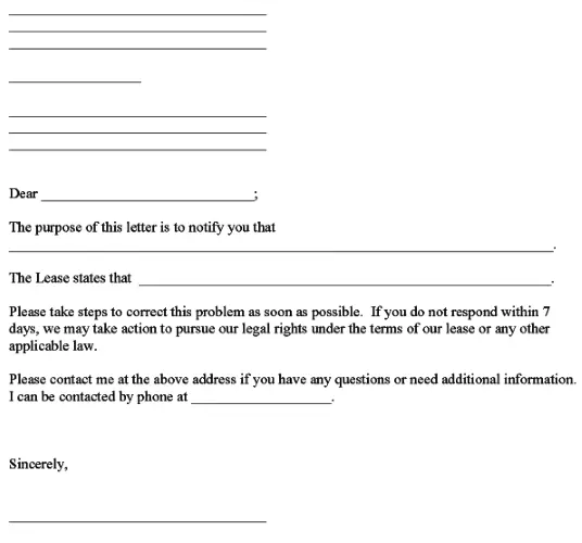 Complaint to Lessor Form Word