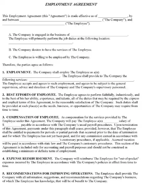Employer Employee Forms