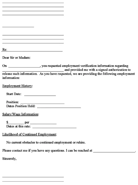 Employment Verification Form PDF