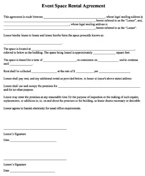 Event Booth Rental Agreement Form Word