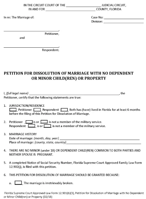 Florida Divorce Forms