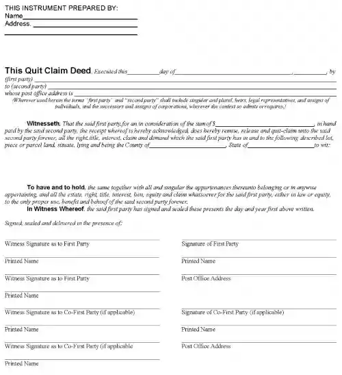 Florida Quitclaim Deed Word