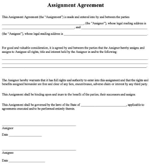 General Assignment Form Word