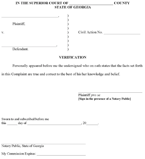 Georgia Divorce Verification