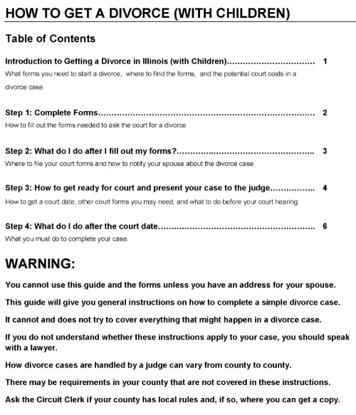 Free Illinois How To Get a Divorce With Children Instructions PDF