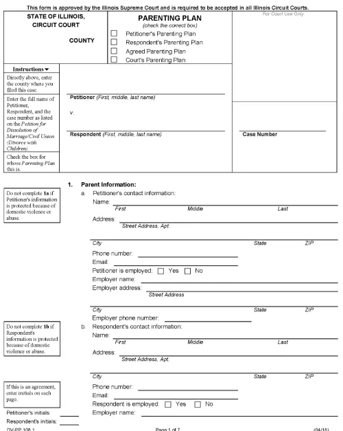 Illinois Parenting Plan PDF