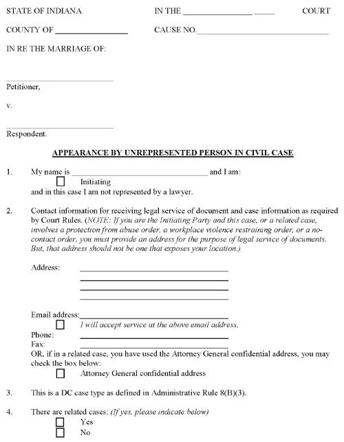 Indiana Uncontested divorce with minor children PDF