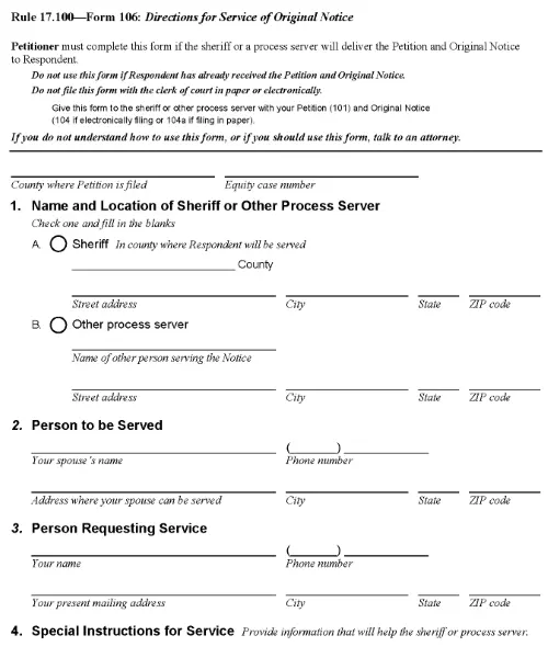 Iowa Directions For Service of Original Notice No Children PDF