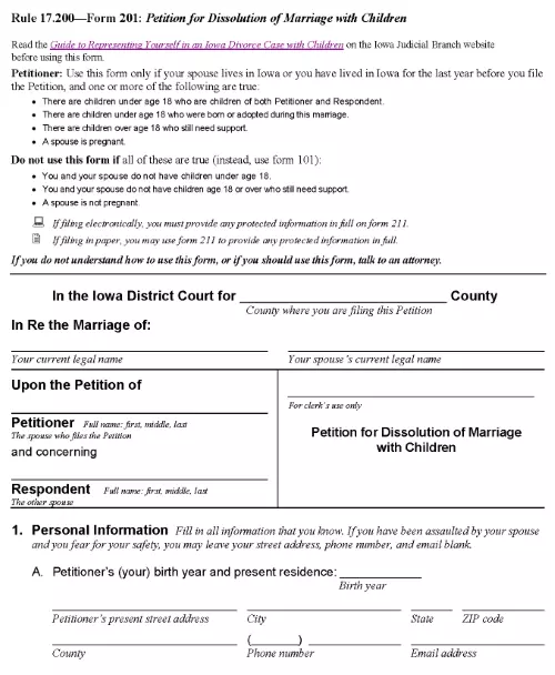 Iowa Divorce Forms