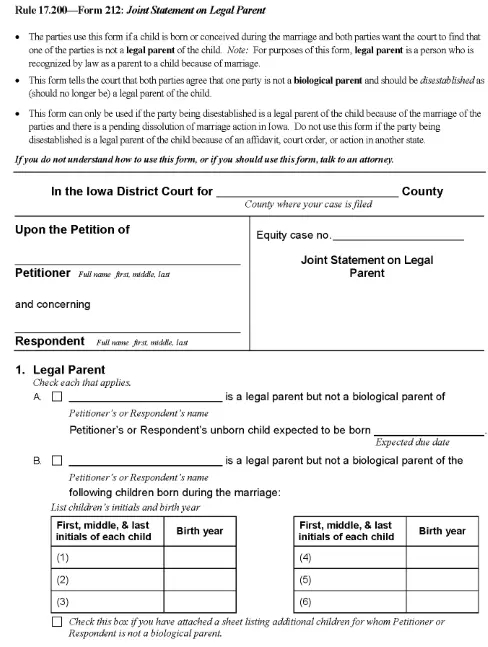 Iowa Joint Written Statement About Paternity PDF