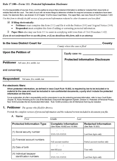 Iowa Protected Information Disclosure No Children PDF