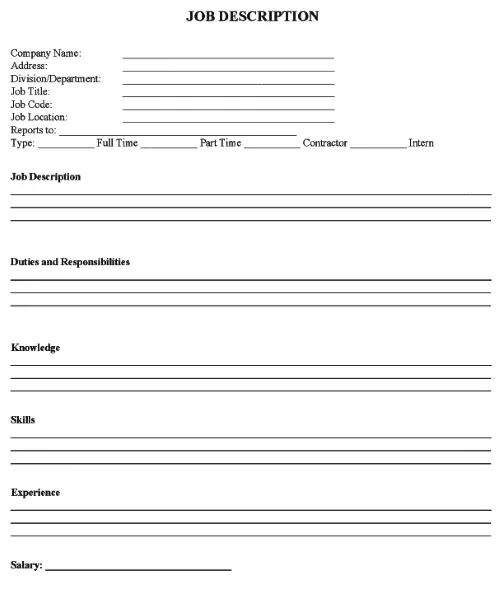 Job Description Form PDF