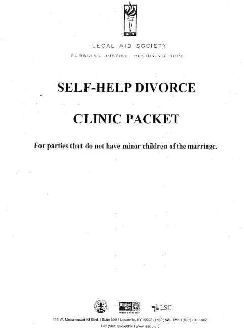 Kentucky Divorce Packet Without Minor Children PDF