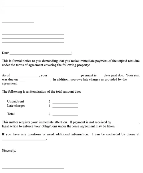 Late Rent Payment Notice Form PDF