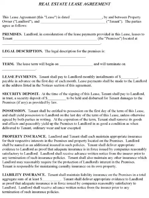 Lease Form Commercial Property