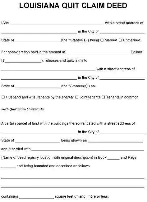 Louisiana Quitclaim Deed Louisiana Quitclaim Deed
