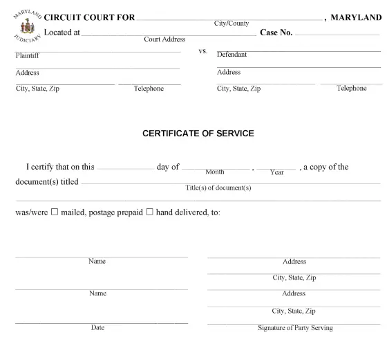 Maryland Certificate of Service PDF