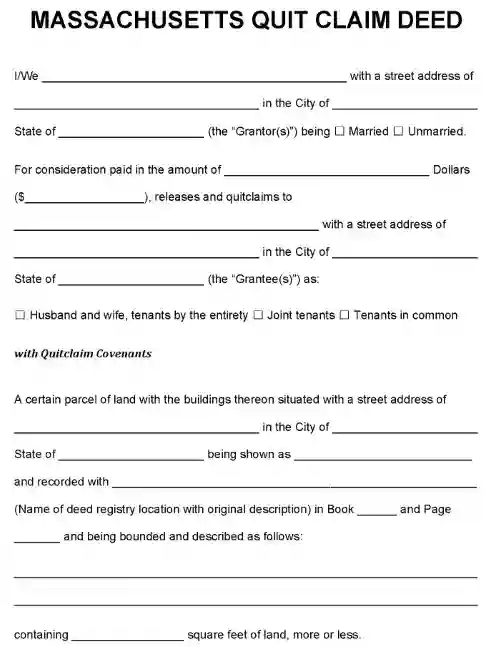 Massachusetts Quitclaim Deed Word
