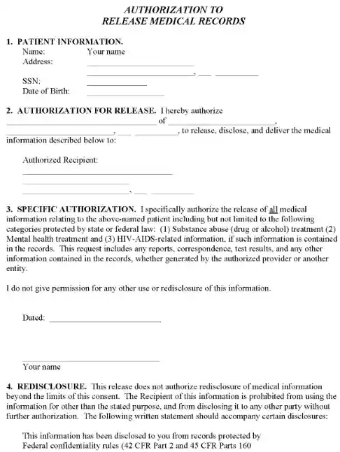 Medical Records Request Form Word