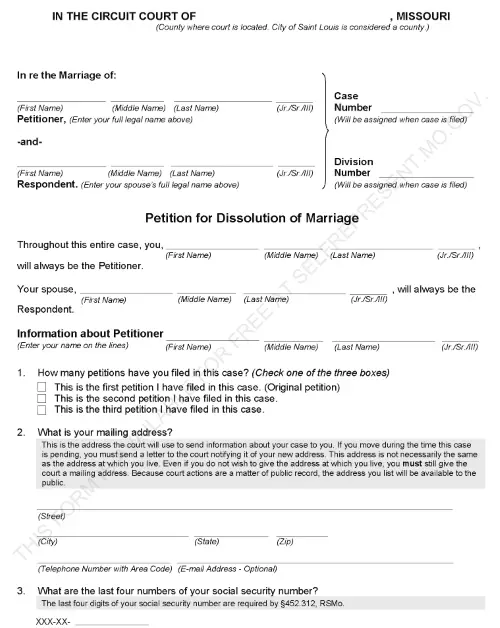 Missouri Divorce Forms