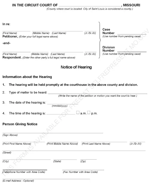 Missouri Divorce Notice of Hearing PDF