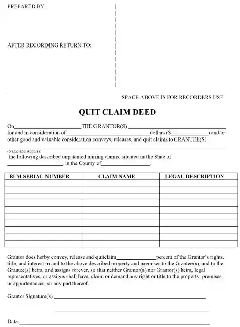 Montana Quitclaim Deed Word