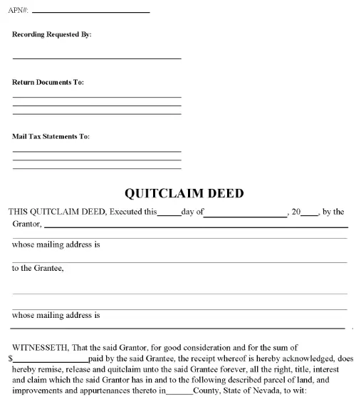 Nevada Quitclaim Deed PDF