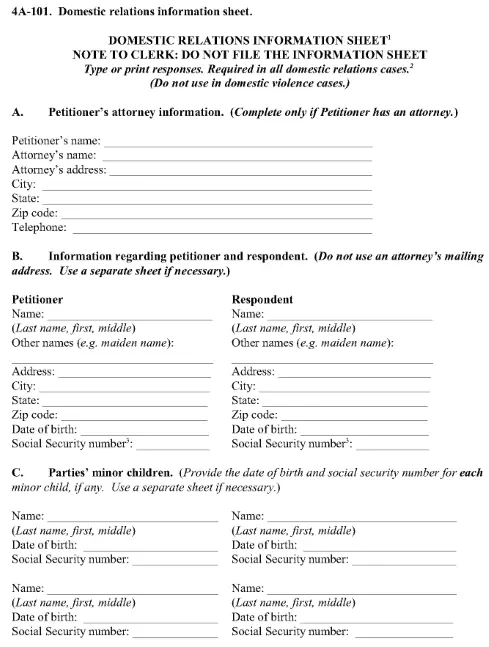 New Mexico Domestic Relations Information Sheet PDF