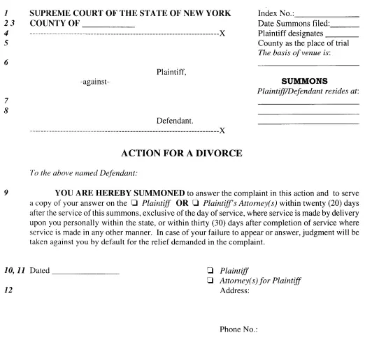 New York Divorce Forms